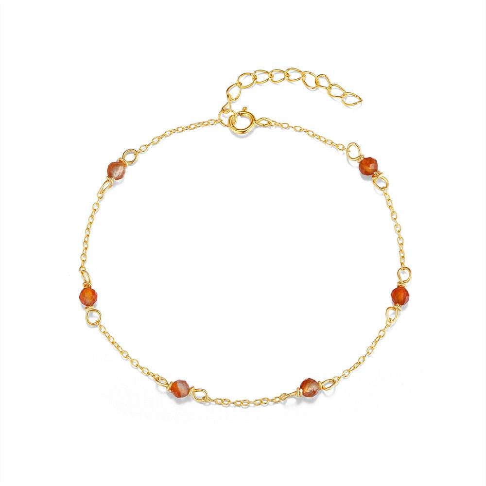 S925 pure silver wine red interval starry atmosphere agate bracelet - MOWTE