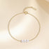 S925 sterling silver 3 pearl sliding gold fine chain bracelet exquisite - MOWTE