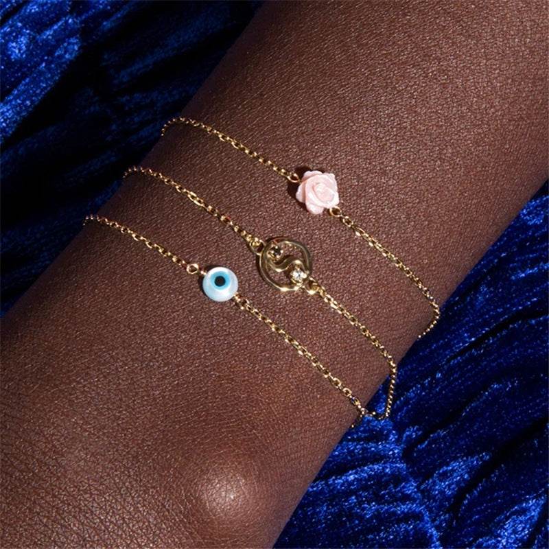 S925 Pure Silver Devil's Eye Women's Classic Enamel Drip Oil Bracelet - MOWTE