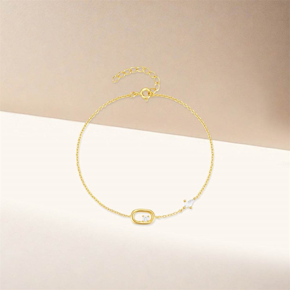 Oval shaped zircon diamond bracelet s925 pure silver classic women's bracelet - MOWTE