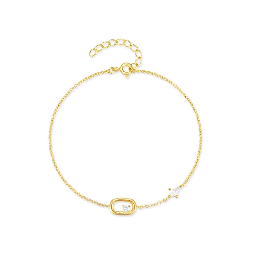 Oval shaped zircon diamond bracelet s925 pure silver classic women's bracelet - MOWTE
