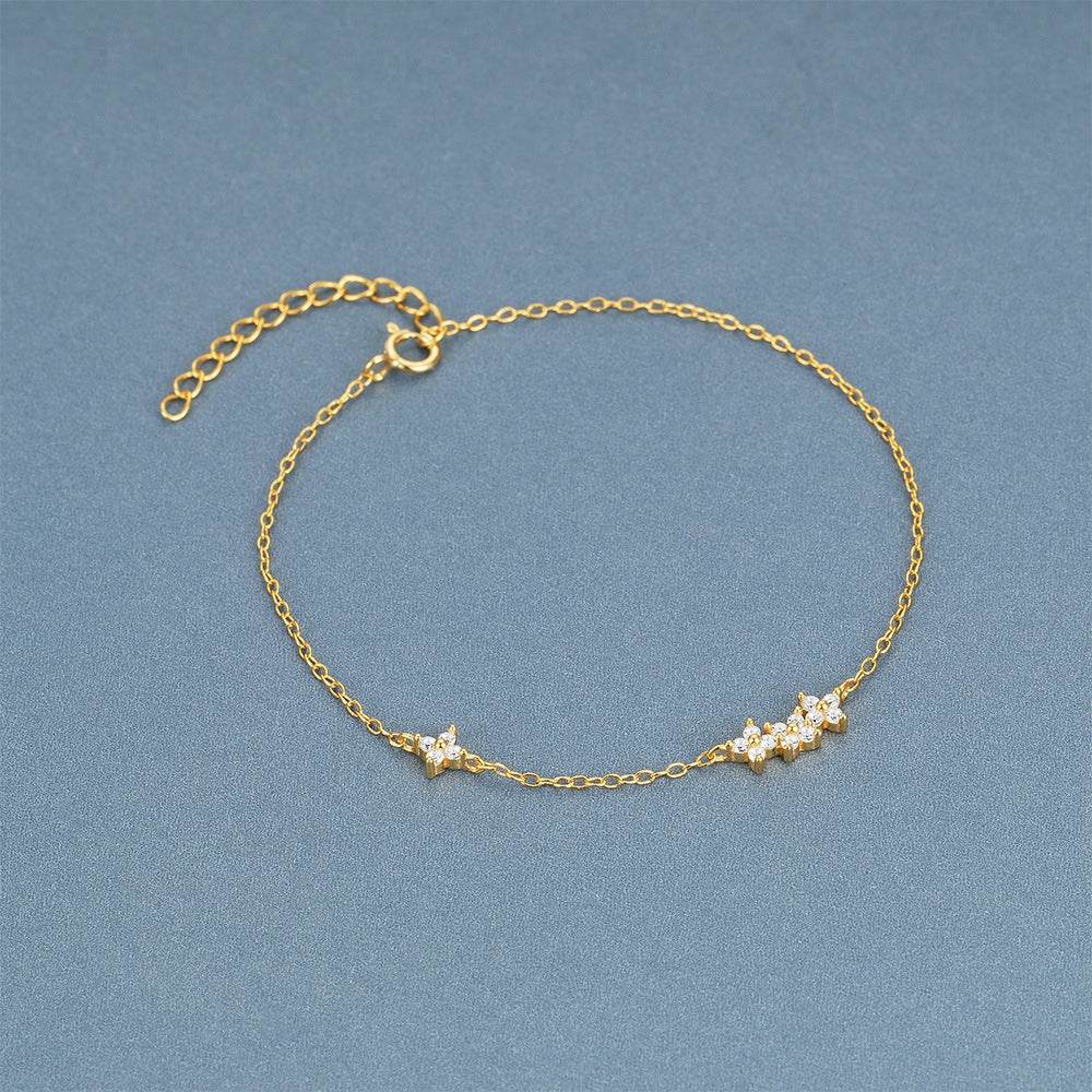 Gold s925 sterling silver with diamond petals for daily wear with women's bracelet - MOWTE