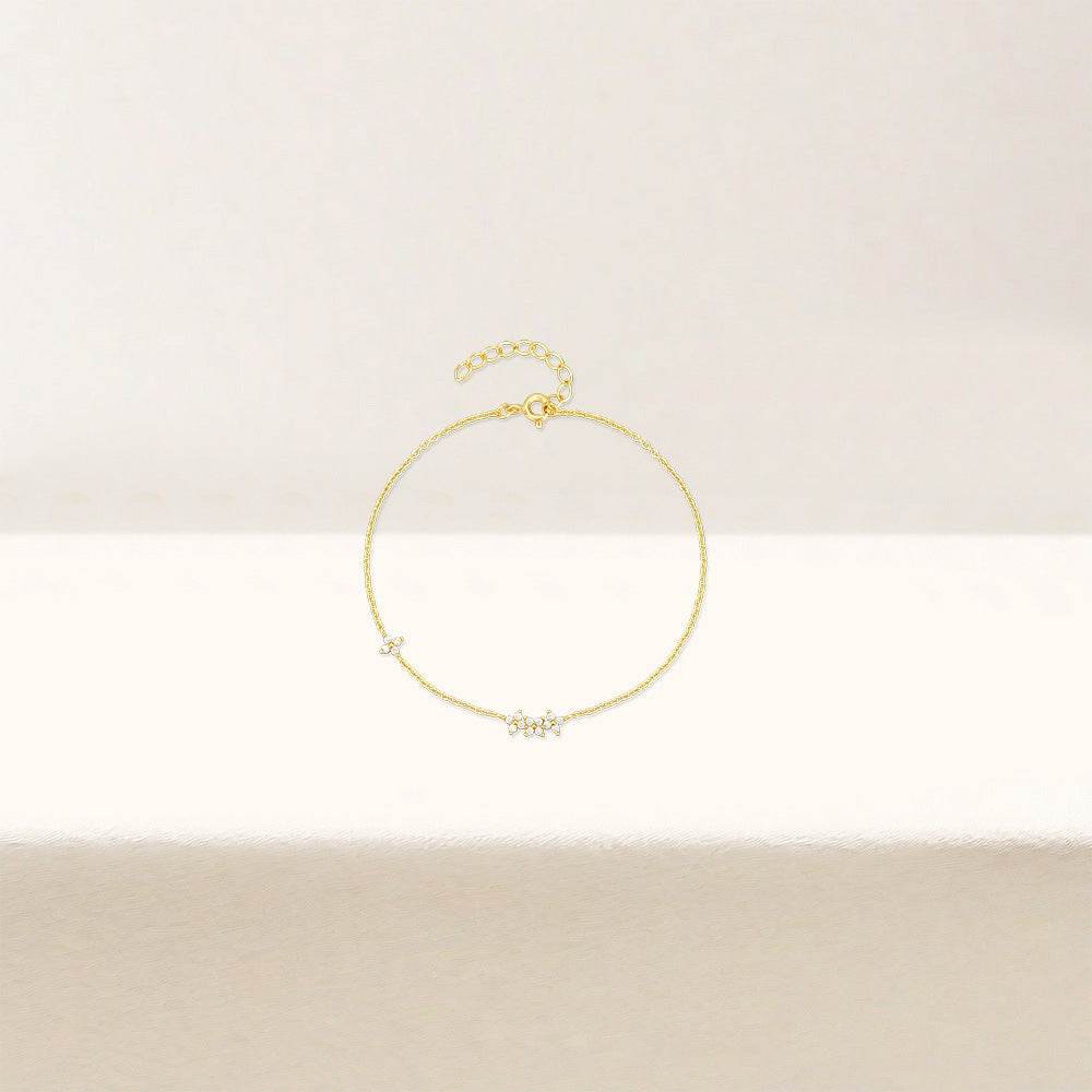 Gold s925 sterling silver with diamond petals for daily wear with women's bracelet - MOWTE