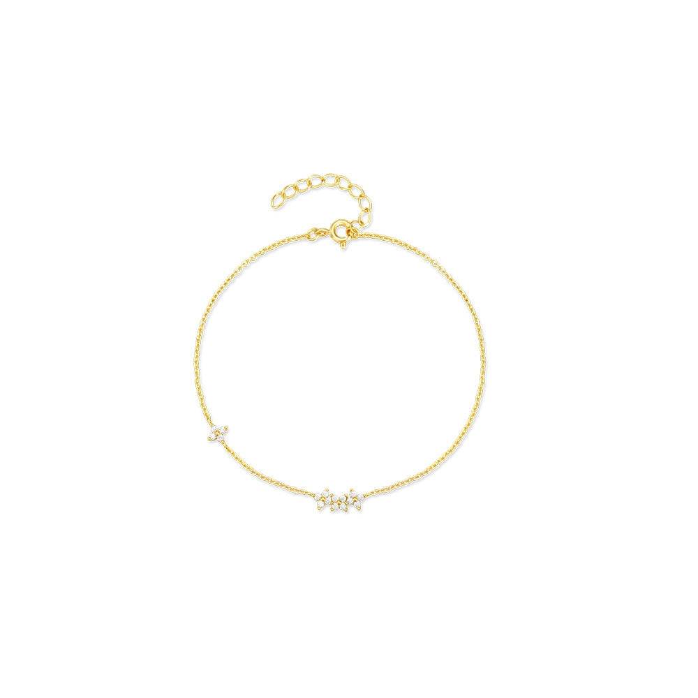 Gold s925 sterling silver with diamond petals for daily wear with women's bracelet - MOWTE