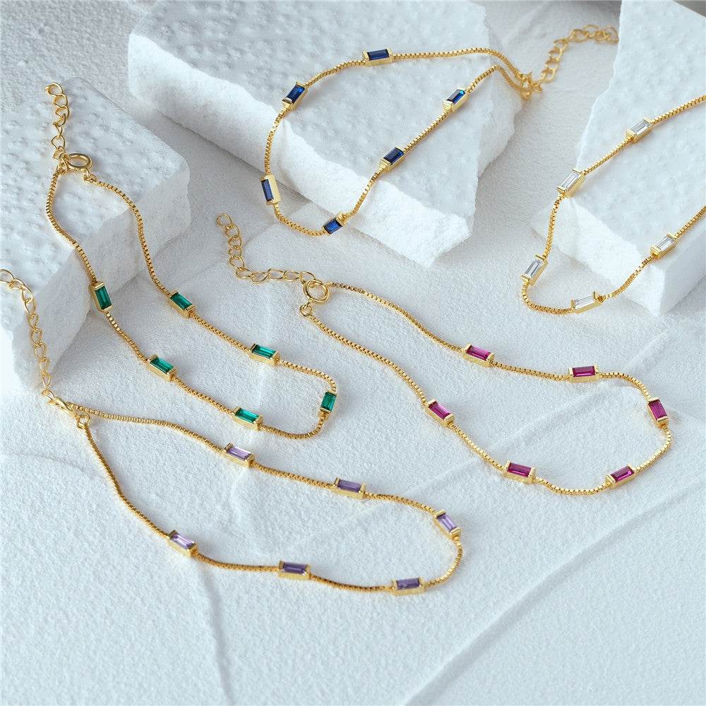 S925 sterling silver zircon colored bracelet - MOWTE