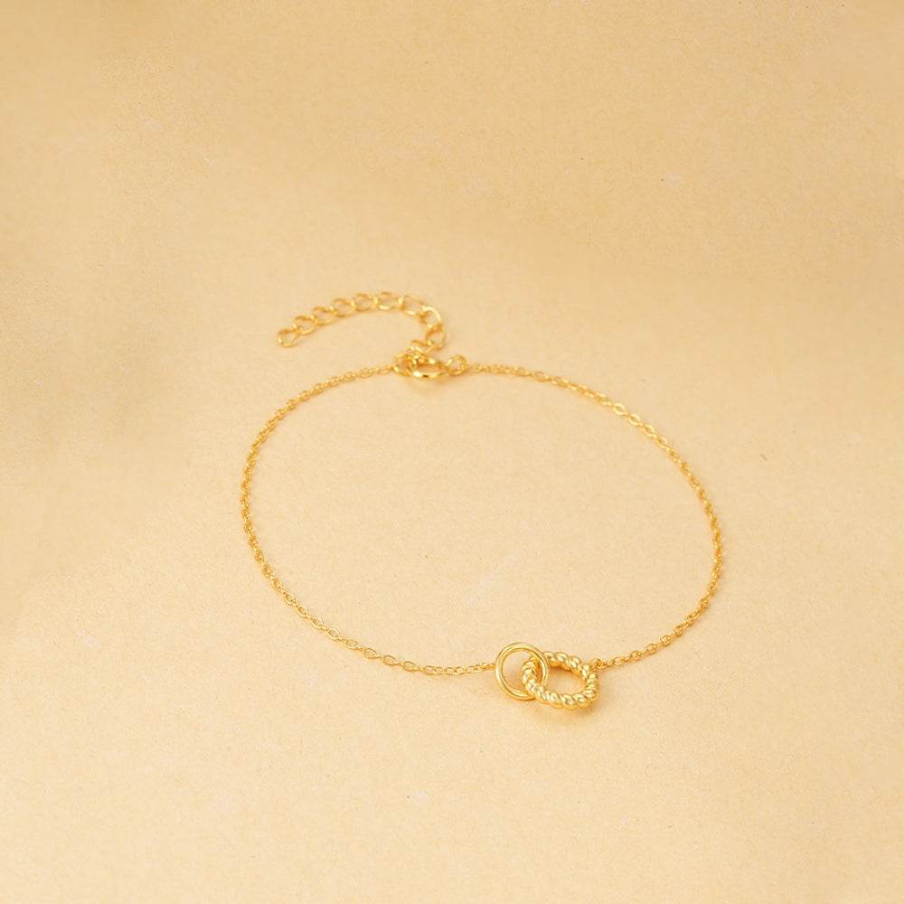 S925 Sterling Silver Simple Personality Versatile Fried Dough Twists Round Ring Buckle Bracelet - MOWTE