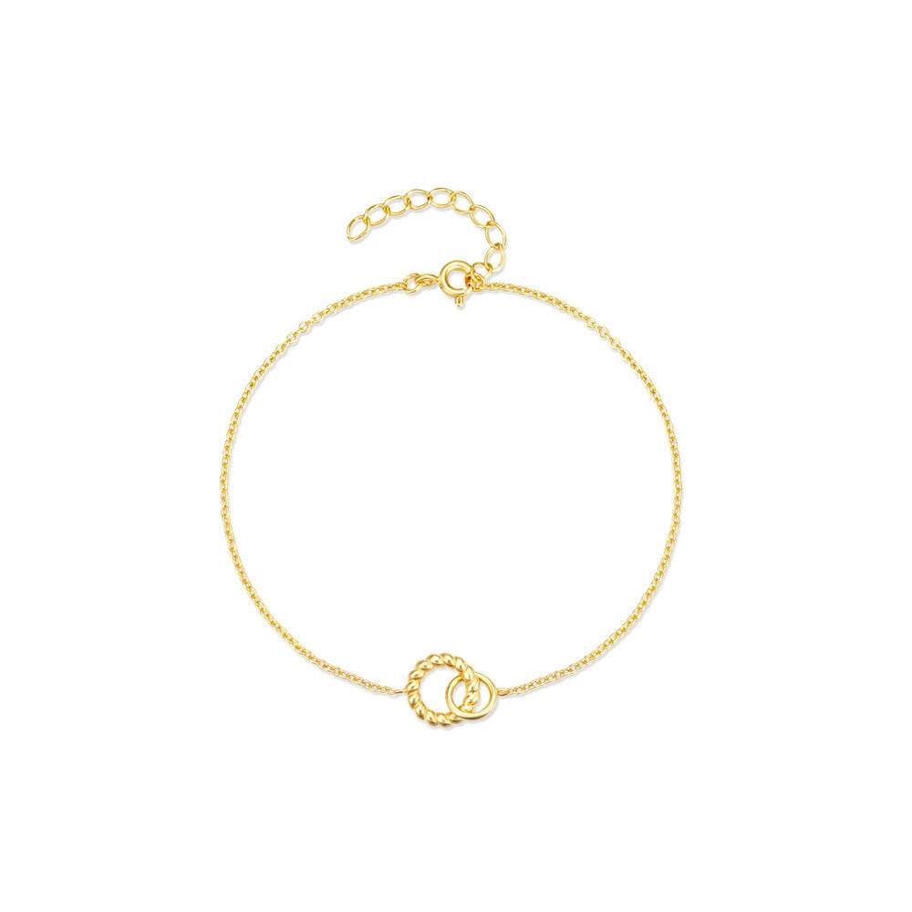 S925 Sterling Silver Simple Personality Versatile Fried Dough Twists Round Ring Buckle Bracelet - MOWTE