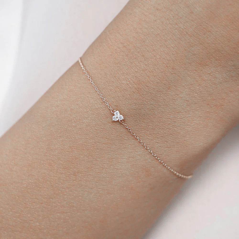 S925 Pure Silver Ins Minimalist Triangle Diamond Set Classic Basic Bracelet - MOWTE