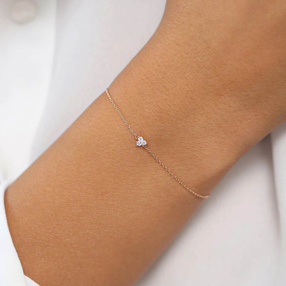 S925 Pure Silver Ins Minimalist Triangle Diamond Set Classic Basic Bracelet - MOWTE