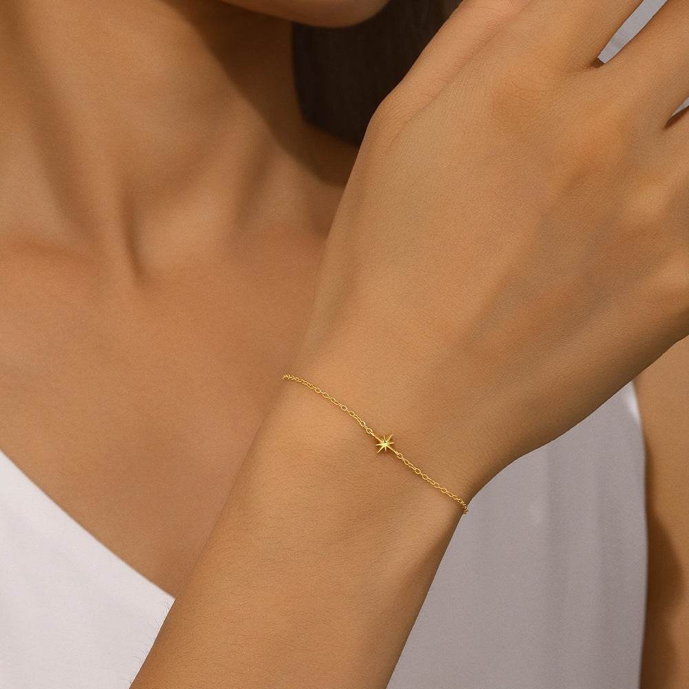 925 sterling silver smooth octagonal star classic bracelet - MOWTE