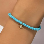S925 pure silver turquoise zircon handmade bead bracelet versatile for daily use vintage bracelet - MOWTE