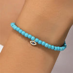S925 pure silver turquoise zircon handmade bead bracelet versatile for daily use vintage bracelet - MOWTE