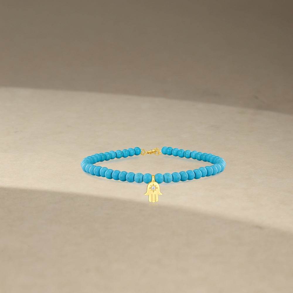 S925 pure silver turquoise zircon handmade bead bracelet versatile for daily use vintage bracelet - MOWTE