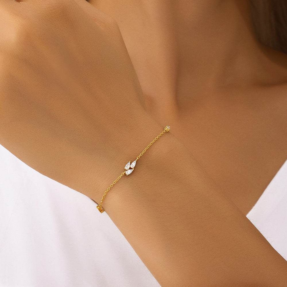 S925 sterling silver water droplet zircon irregular bracelet - MOWTE
