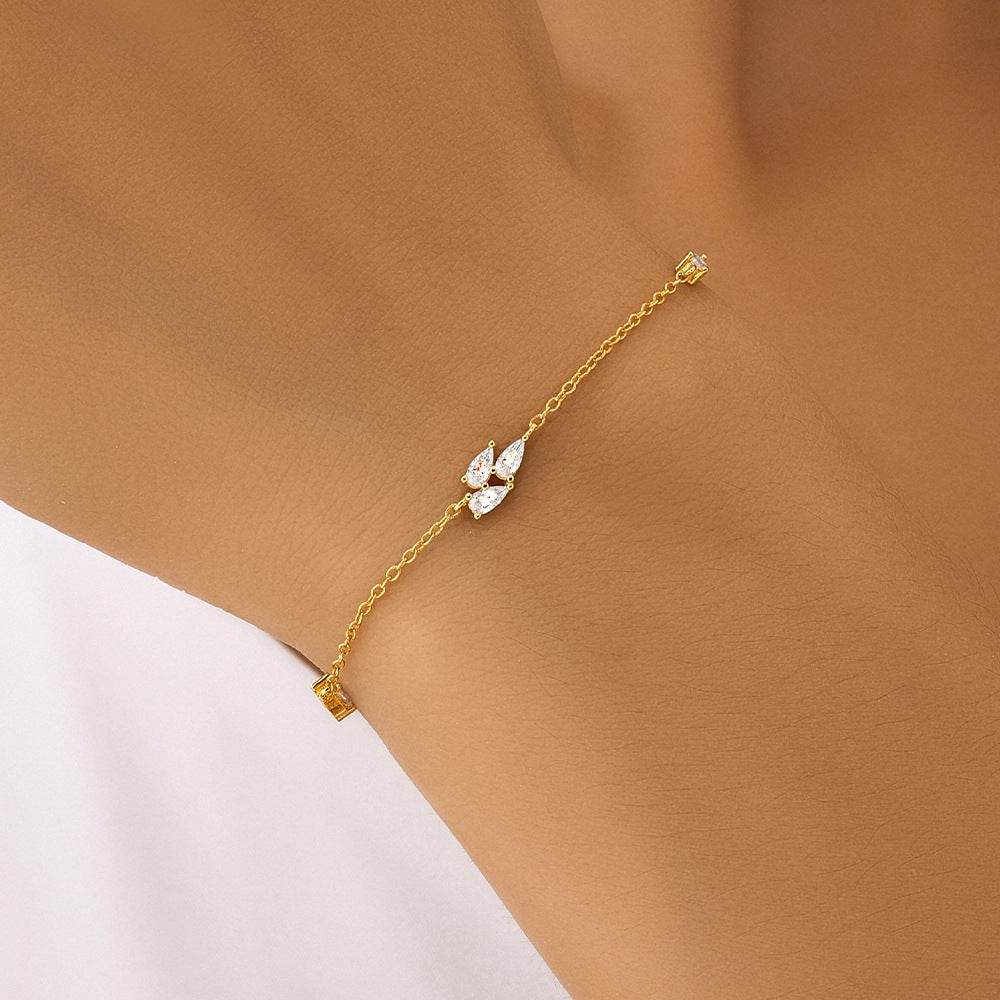 S925 sterling silver water droplet zircon irregular bracelet - MOWTE