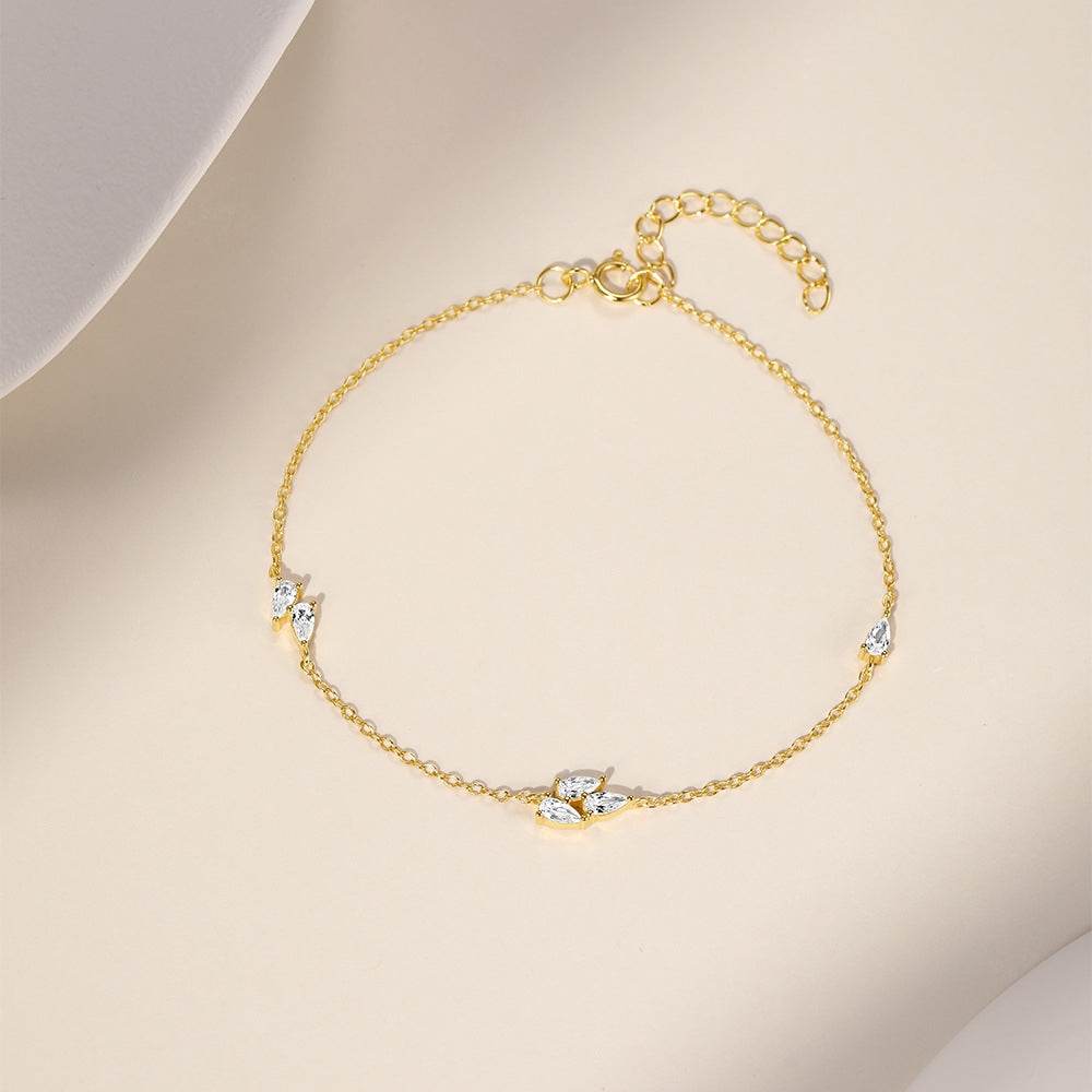 S925 sterling silver water droplet zircon irregular bracelet - MOWTE