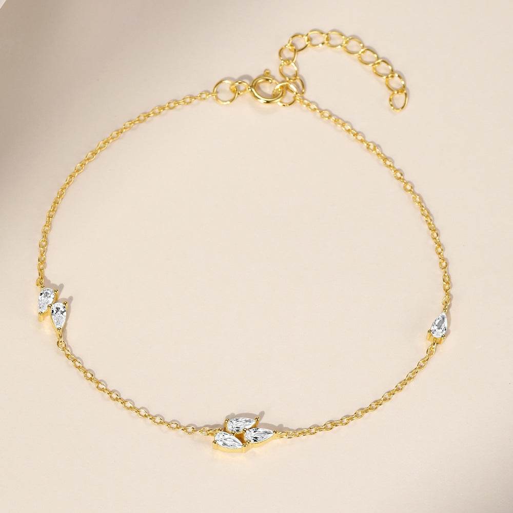 S925 sterling silver water droplet zircon irregular bracelet - MOWTE