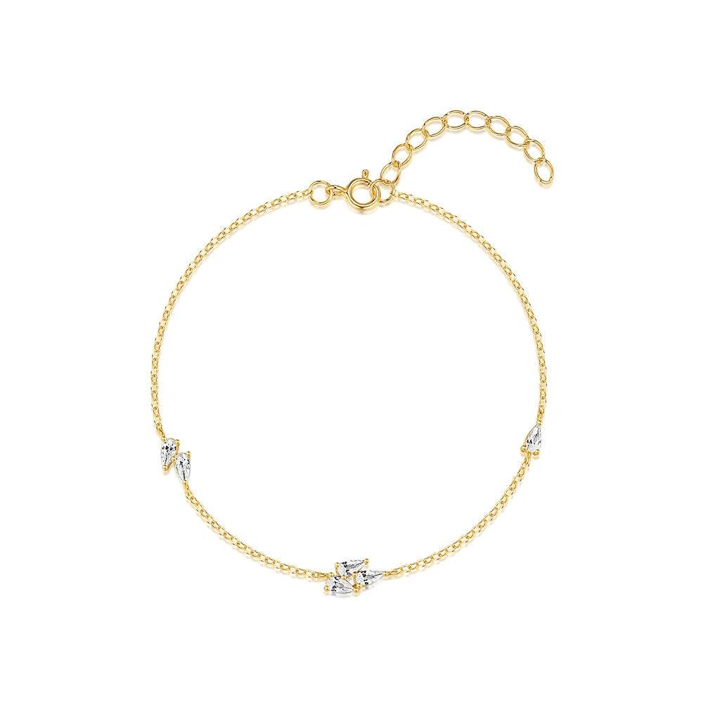 S925 sterling silver water droplet zircon irregular bracelet - MOWTE