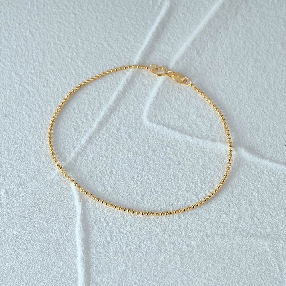Daily versatile s925 sterling silver basic round bead chain stacked bracelet - MOWTE