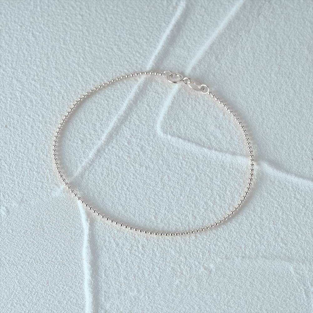 Daily versatile s925 sterling silver basic round bead chain stacked bracelet - MOWTE