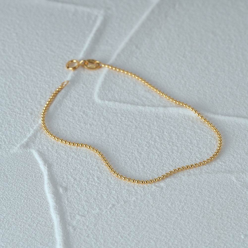 Daily versatile s925 sterling silver basic round bead chain stacked bracelet - MOWTE