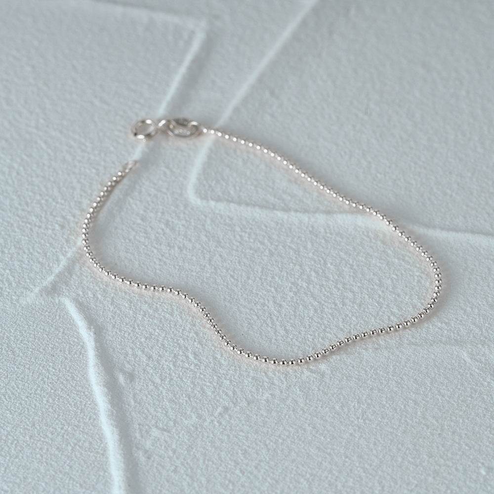 Daily versatile s925 sterling silver basic round bead chain stacked bracelet - MOWTE