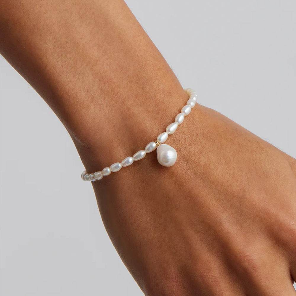 925 sterling silver irregular pearl bracelet with strong light pearl bracelet for women - MOWTE
