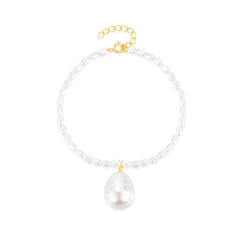 925 sterling silver irregular pearl bracelet with strong light pearl bracelet for women - MOWTE