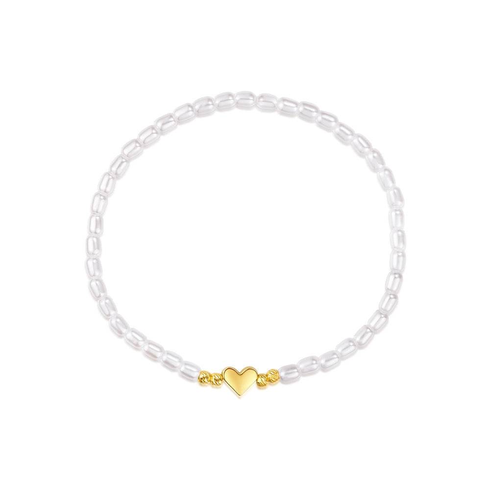 S925 pure silver millet pearl heart element women's bracelet - MOWTE