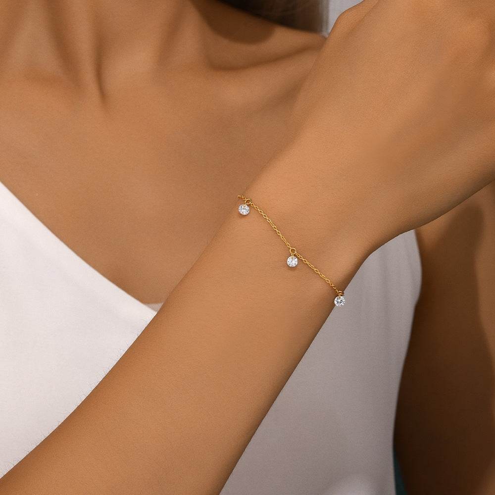 S925 pure silver simple classic luxurious borderless diamond bracelet - MOWTE