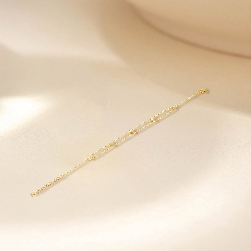 S925 sterling silver double-layer diamond inlaid layered bracelet - MOWTE