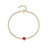 Luxury colored diamond s925 pure silver tennis set with retro red heart CZ versatile wedding bracelet - MOWTE