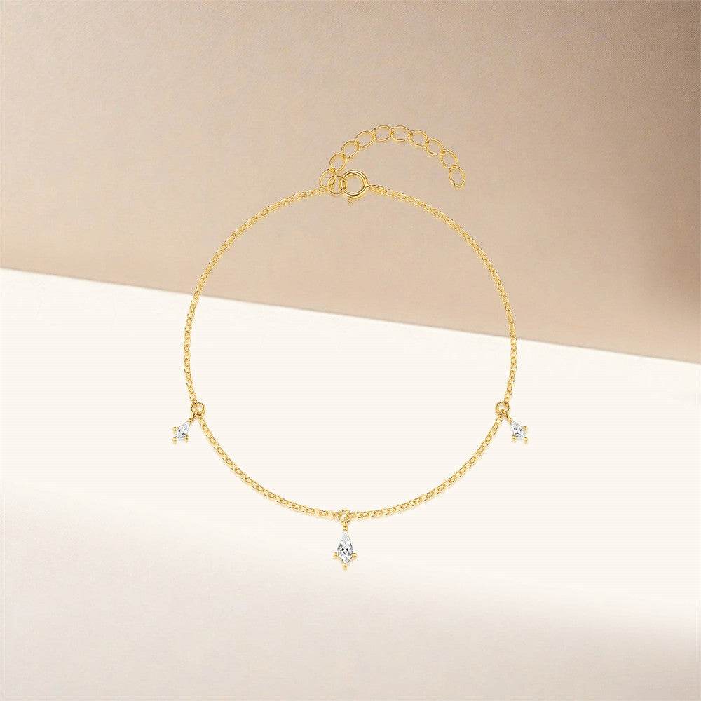S925 pure silver kite stone diamond inlaid layered versatile bracelet for women - MOWTE