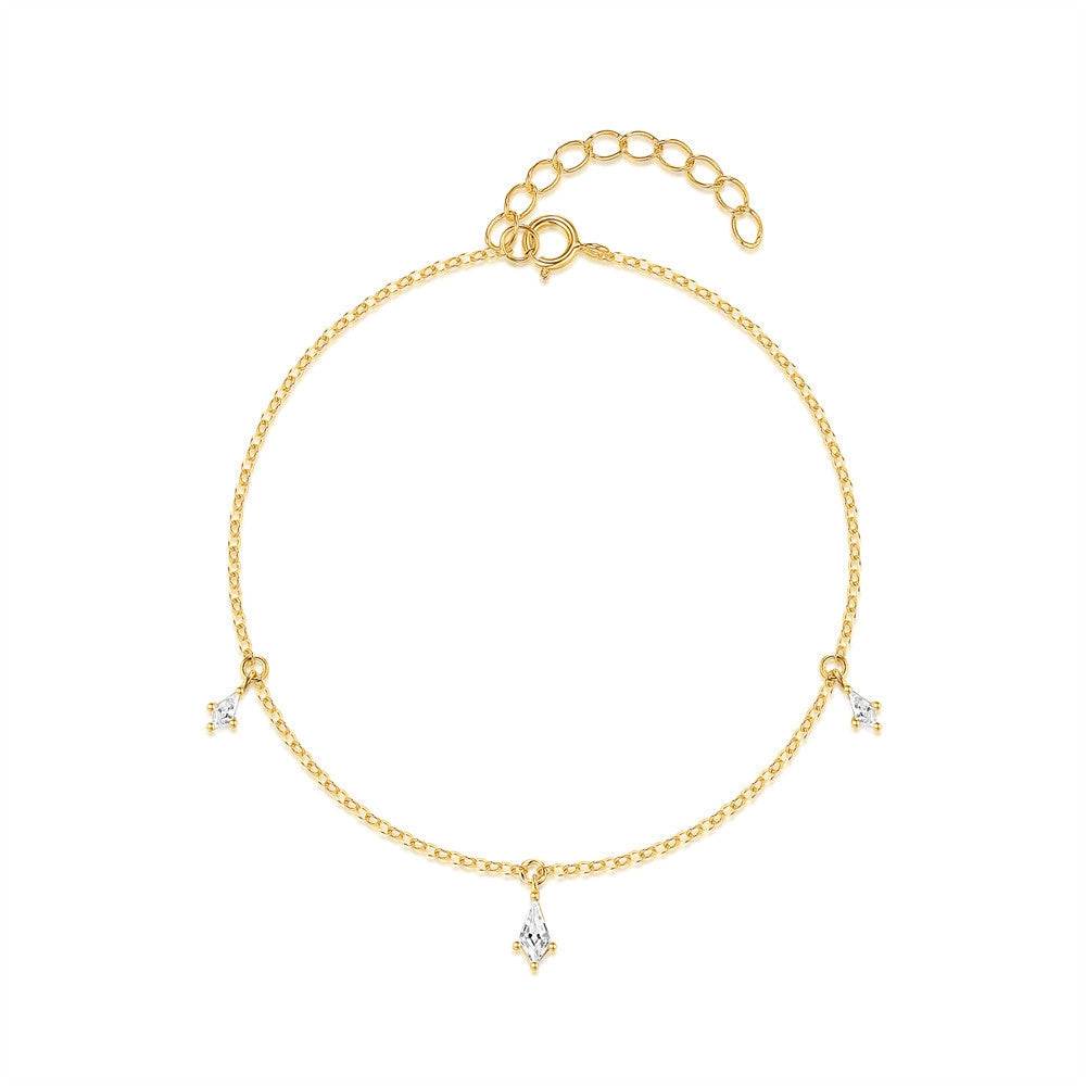 S925 pure silver kite stone diamond inlaid layered versatile bracelet for women - MOWTE