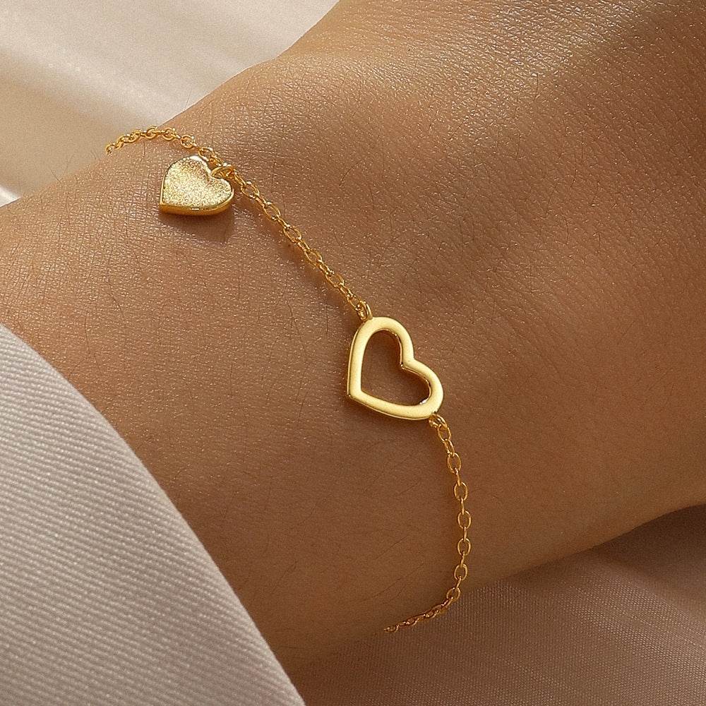 S925 sterling silver sized heart-shaped daily work women's bracelet - MOWTE
