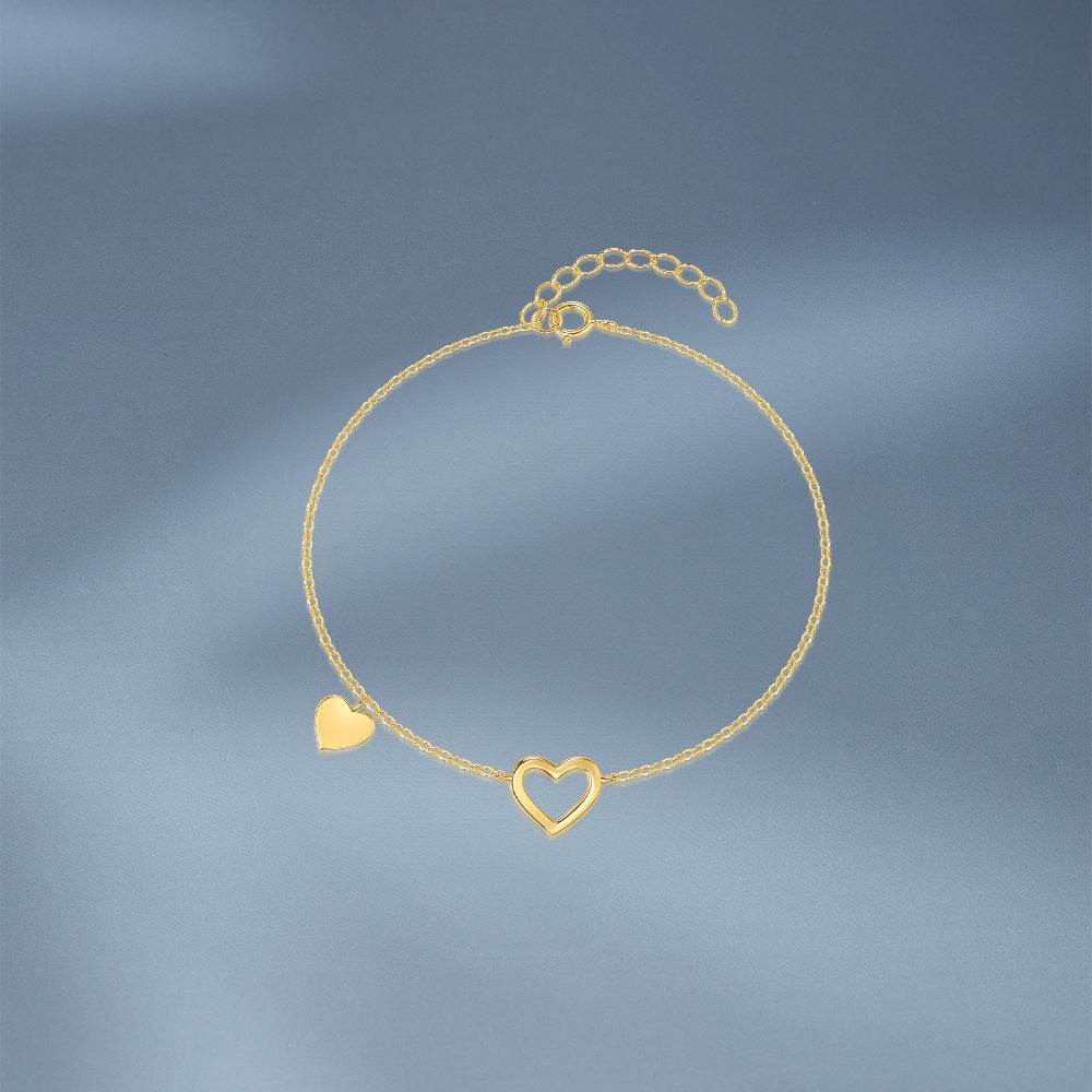 S925 sterling silver sized heart-shaped daily work women's bracelet - MOWTE