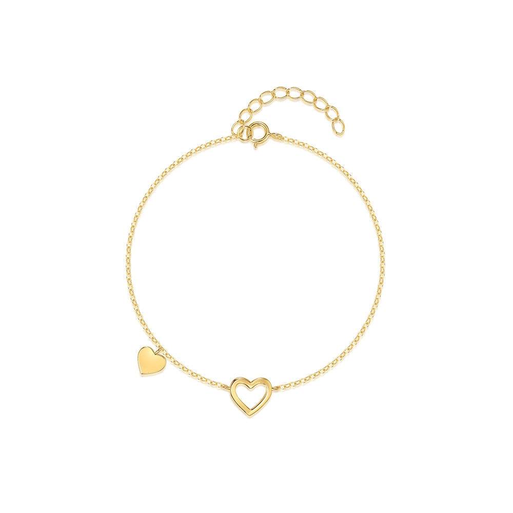 S925 sterling silver sized heart-shaped daily work women's bracelet - MOWTE