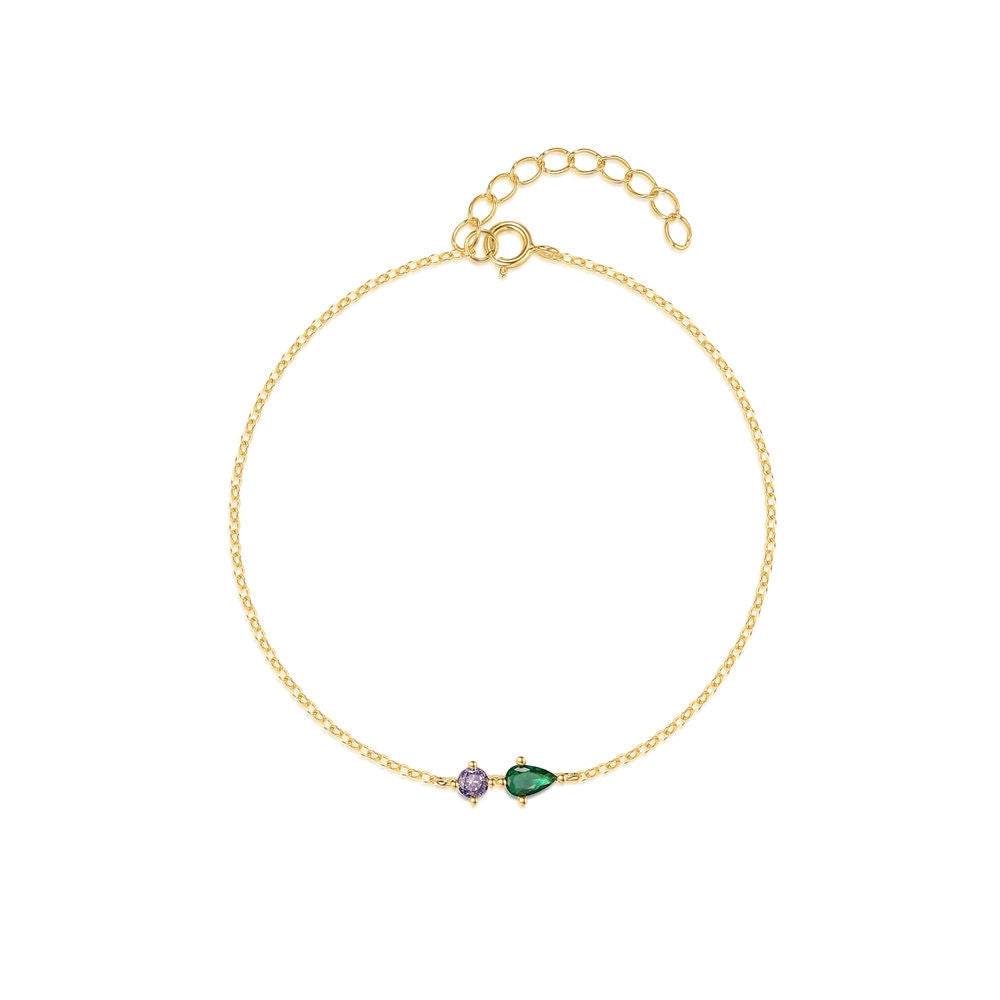 S925 pure silver daily outfit with colorful diamond pentagram layered women's bracelet - MOWTE
