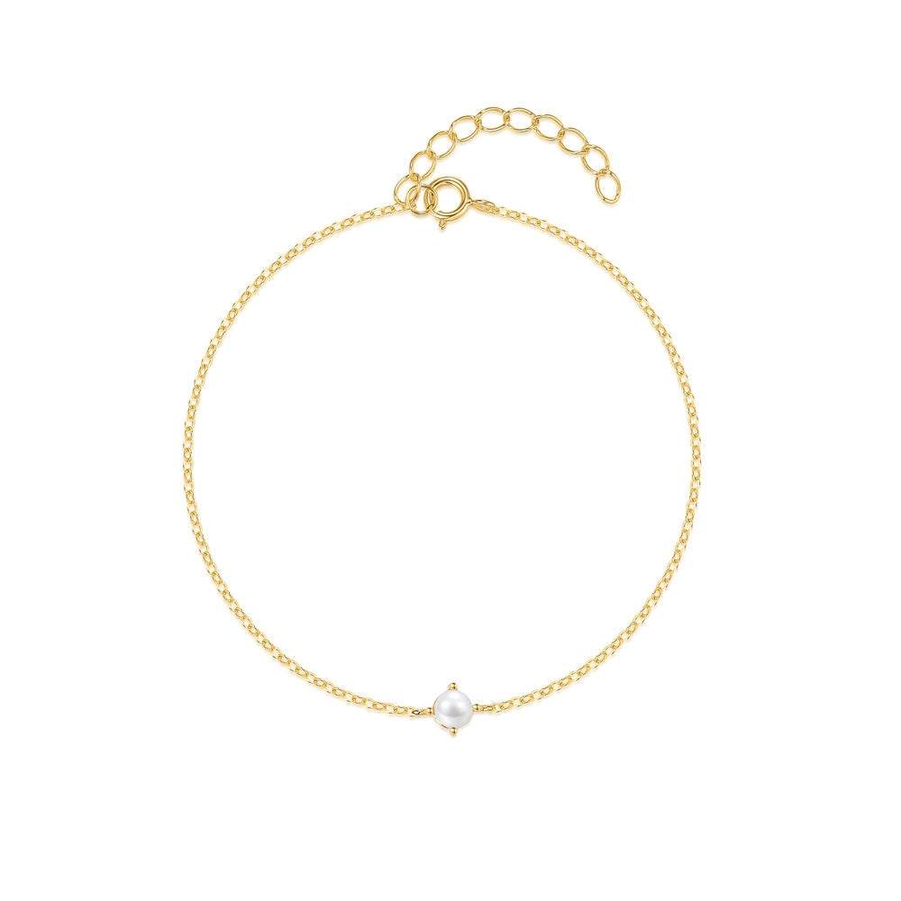 S925 pure silver simple classic daily wear pearl pearl women's bracelet - MOWTE