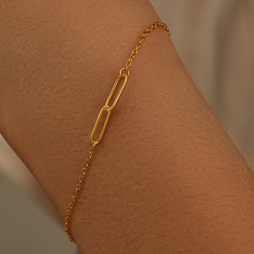 S925 sterling silver paper clip for daily wear women's bracelet - MOWTE