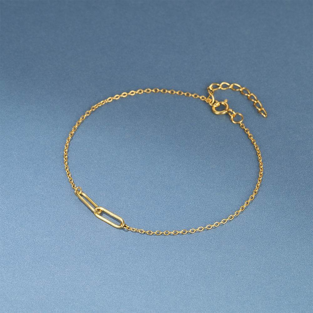 S925 sterling silver paper clip for daily wear women's bracelet - MOWTE