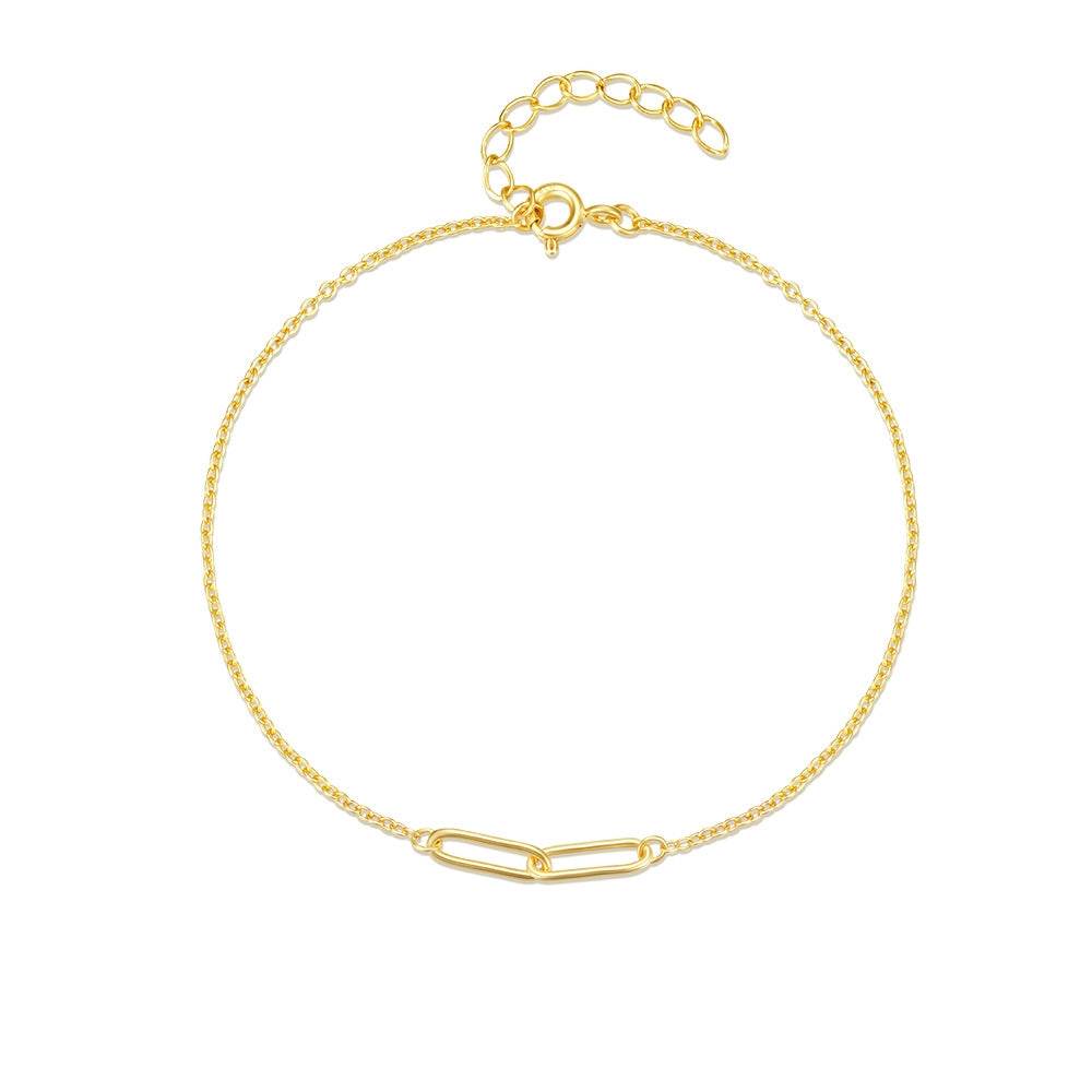 S925 sterling silver paper clip for daily wear women's bracelet - MOWTE