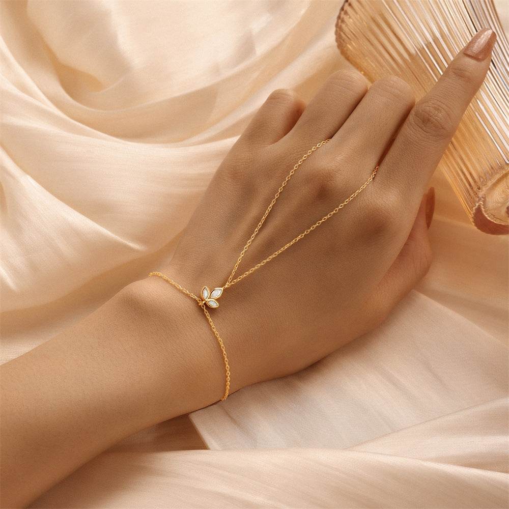 S925 sterling silver inlaid finger bracelet - MOWTE