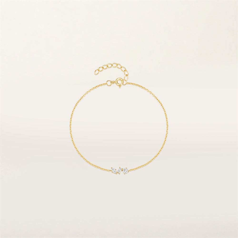 S925 pure silver small exquisite geometric pendant diamond inlay bracelet - MOWTE