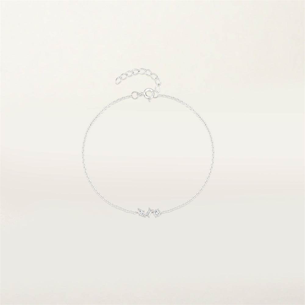 S925 pure silver small exquisite geometric pendant diamond inlay bracelet - MOWTE