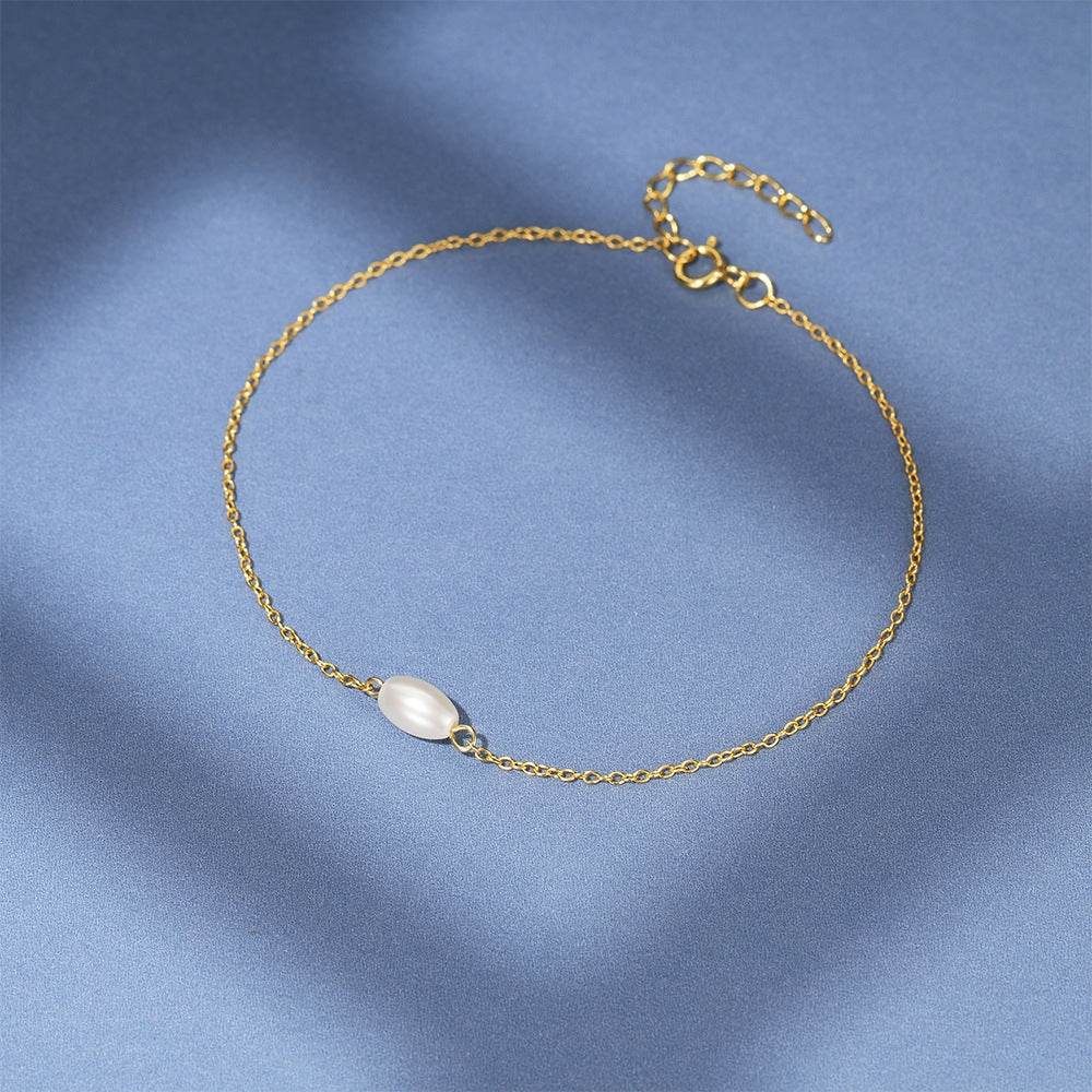 S925 pure silver minimalist pearl daily wear women's bracelet - MOWTE