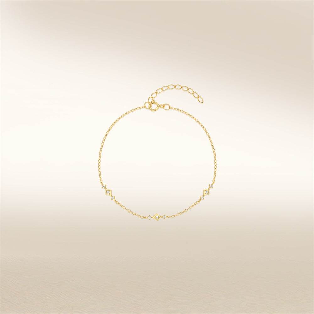 S925 pure silver geometric inlaid diamond layered women's versatile commuting bracelet - MOWTE
