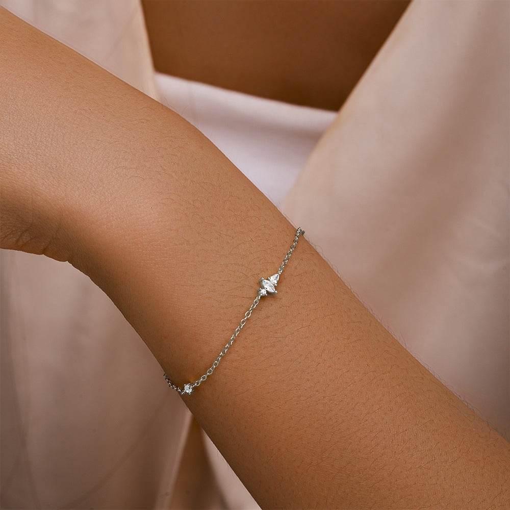 S925 sterling silver zircon inlaid daily wear women's bracelet - MOWTE