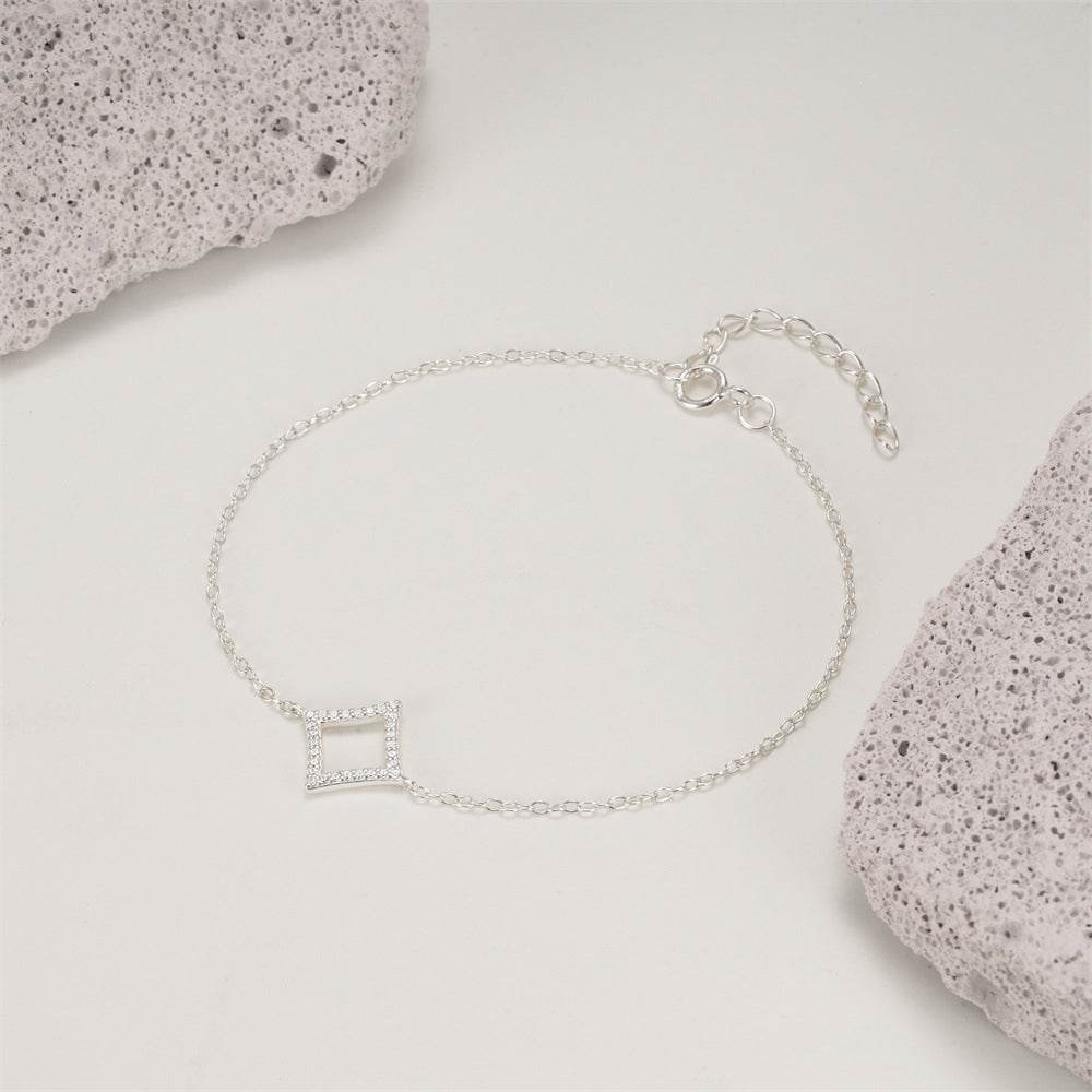 S925 pure silver full diamond geometric diamond bracelet - MOWTE