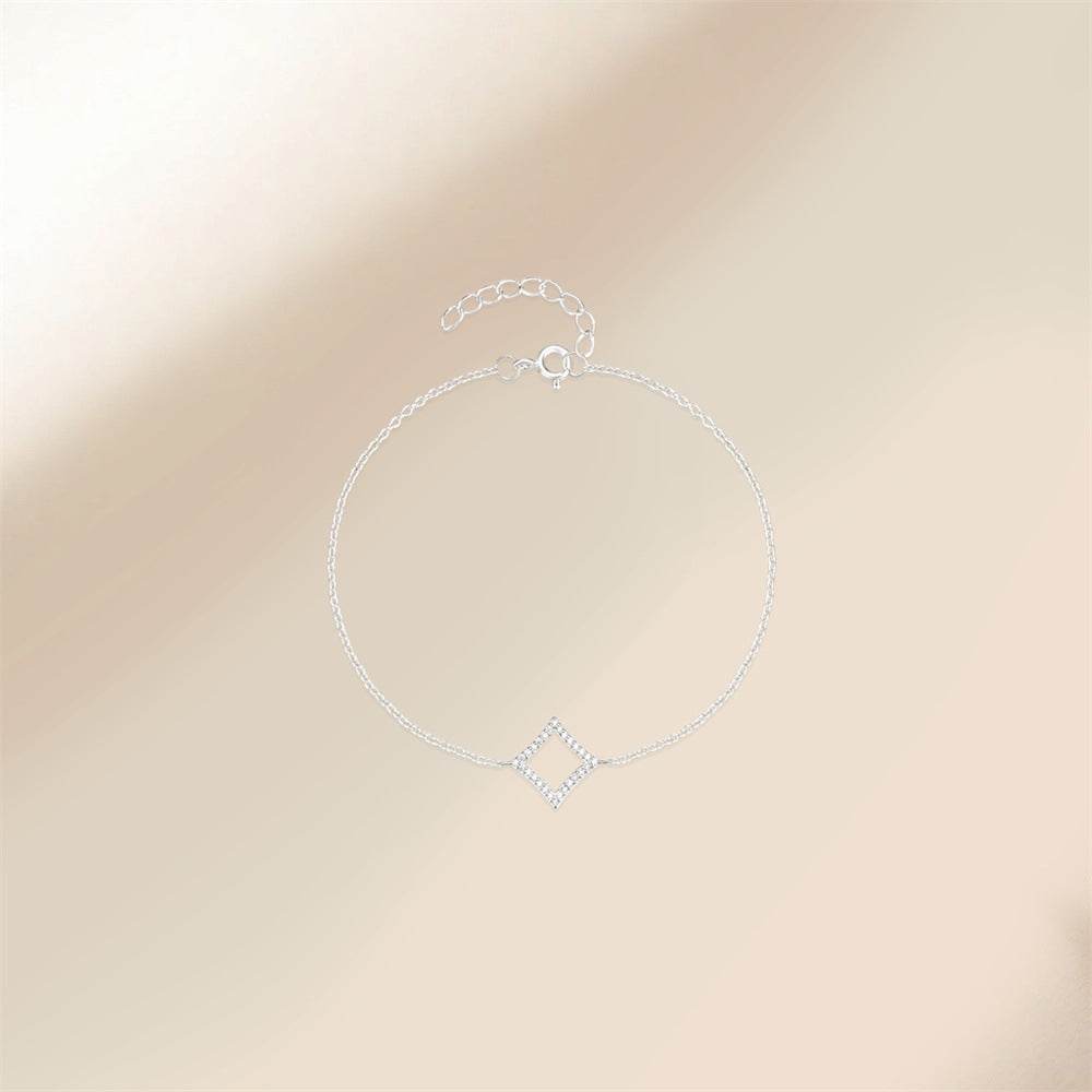 S925 pure silver full diamond geometric diamond bracelet - MOWTE